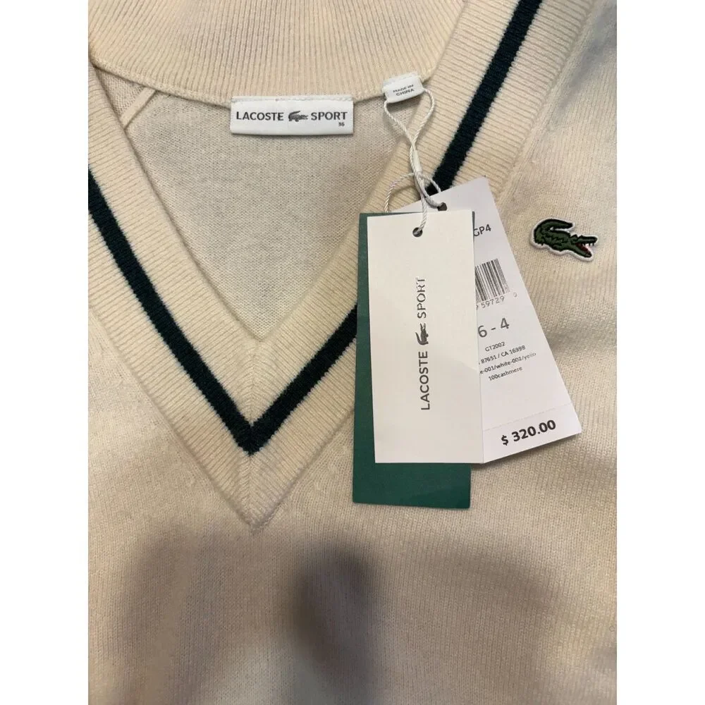 NWT Authentic Lacoste Sport Cashmere V Neck Sweater Size S - Picture 4 of 9